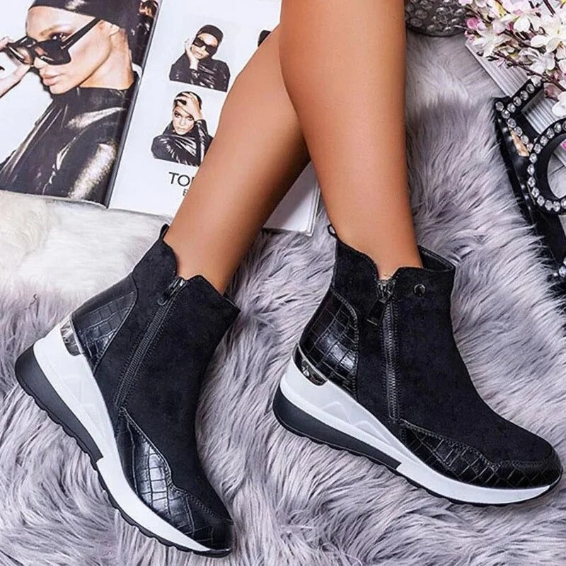 Glevato | Women's High-Top Orthopedic Sneakers with Zipper