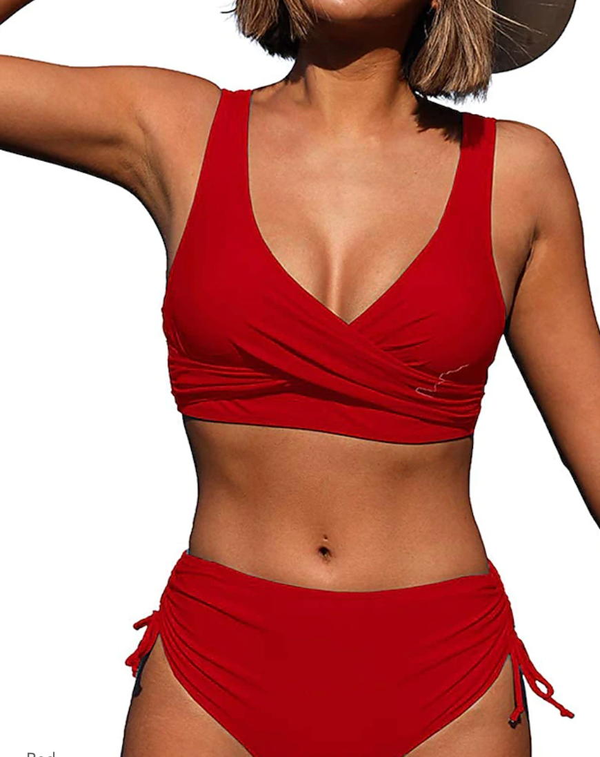 Glevato | Women's High Waist Bikini Set with Wrap Top
