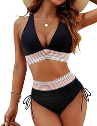 Glevato | damskie bikini z wysokim stanem i paskami w paski
