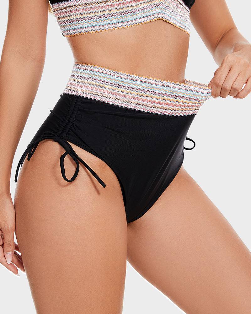Glevato | Women's High-Waisted Bikini with Striped Trim