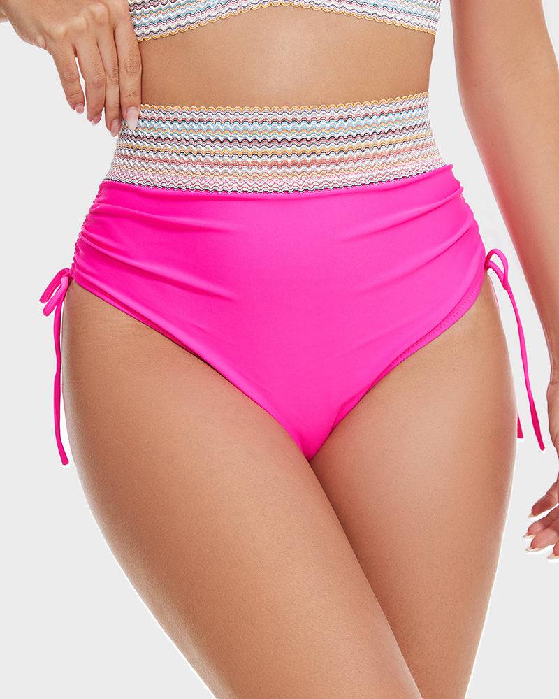 Glevato | Women's High-Waisted Bikini with Striped Trim
