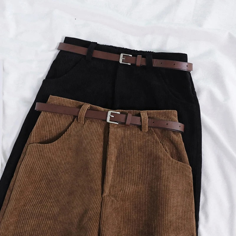 Glevato | Women's High Waisted Corduroy Pants Relaxed Fit