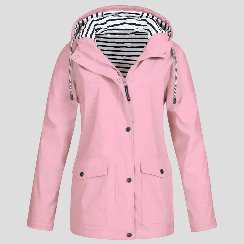 Glevato | Women's Hooded Rain Jacket with Drawcord