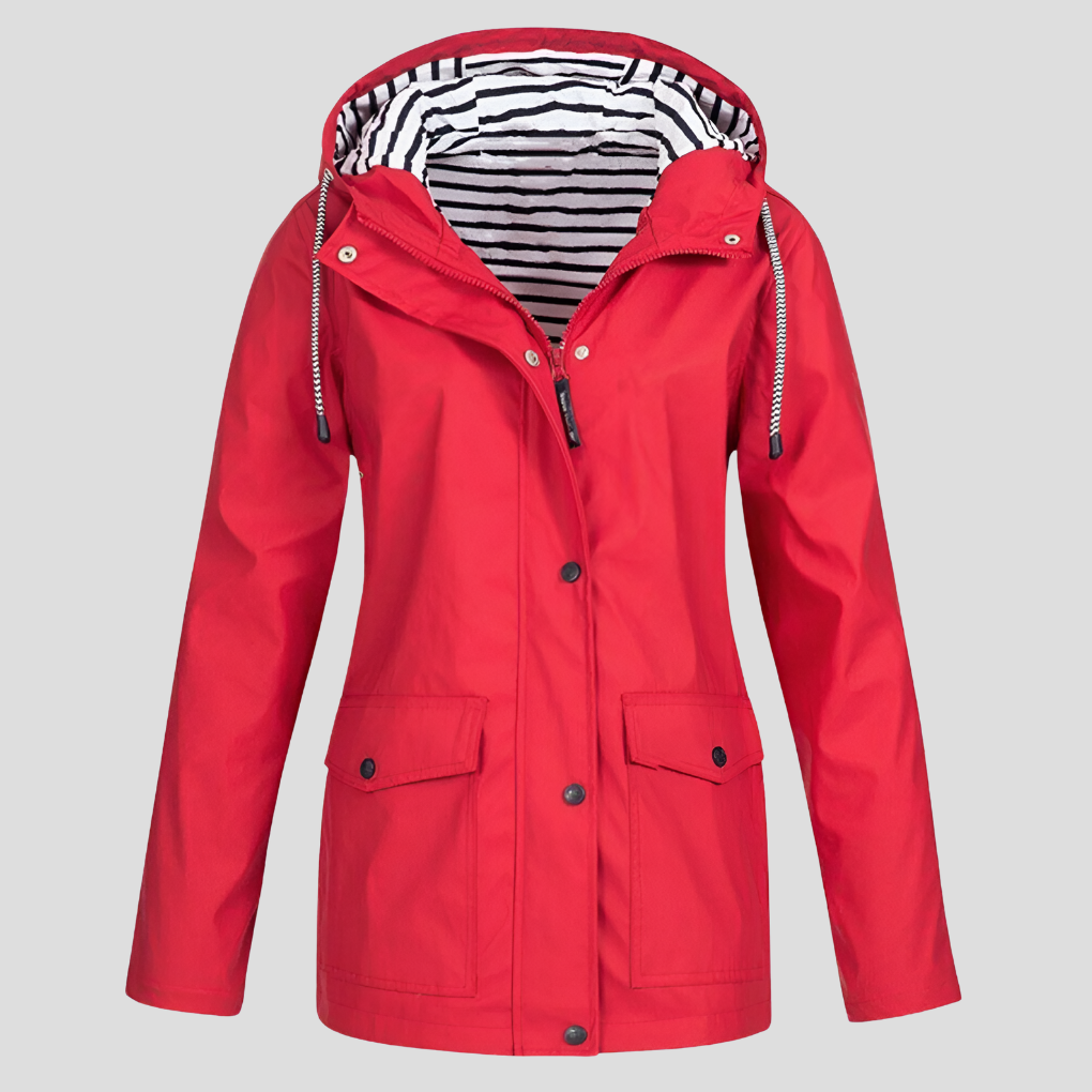 Glevato | Women's Hooded Rain Jacket with Drawcord