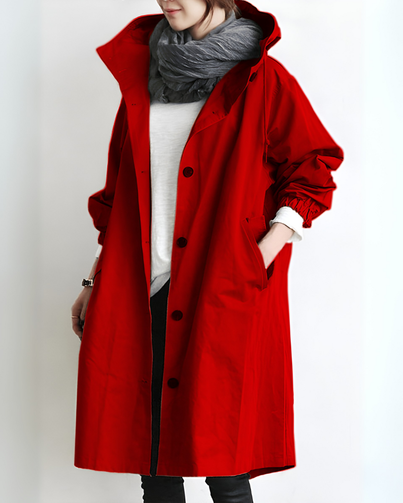 Glevato | Women's Hooded Trench Coat Loose Fit