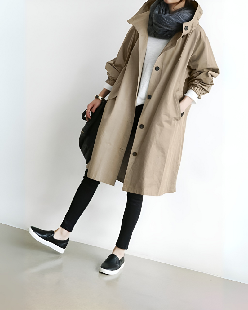 Glevato | Women's Hooded Trench Coat Loose Fit