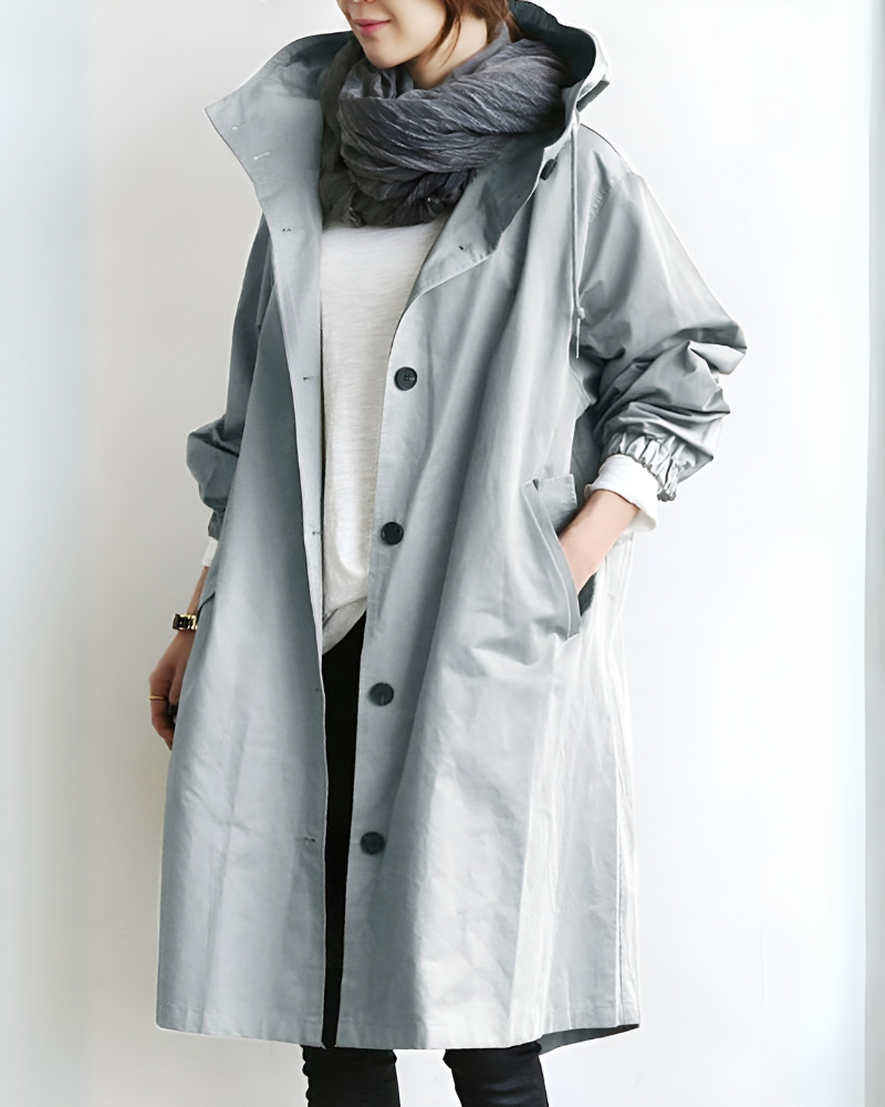 Glevato | Women's Hooded Trench Coat Loose Fit