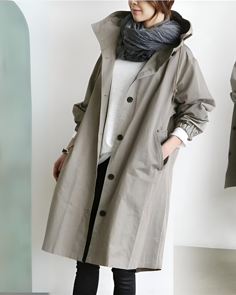 Glevato | Women's Hooded Trench Coat Loose Fit