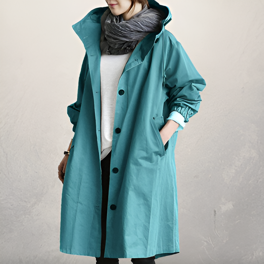 Glevato | Women's Hooded Trench Coat Loose Fit