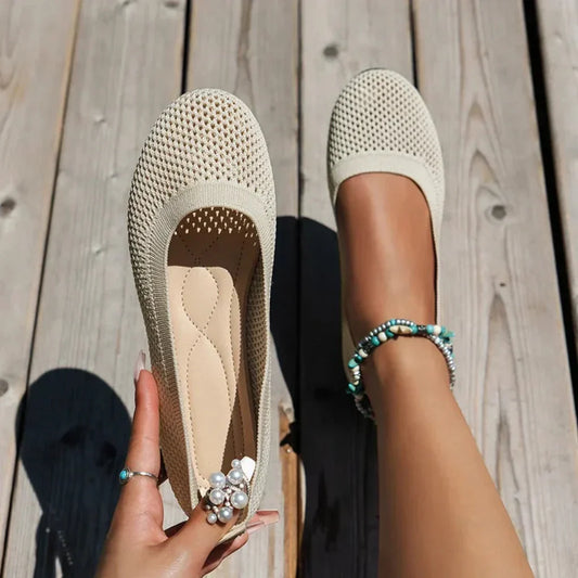 Glevato | Women's Knit Ballet Flats with Round Toe