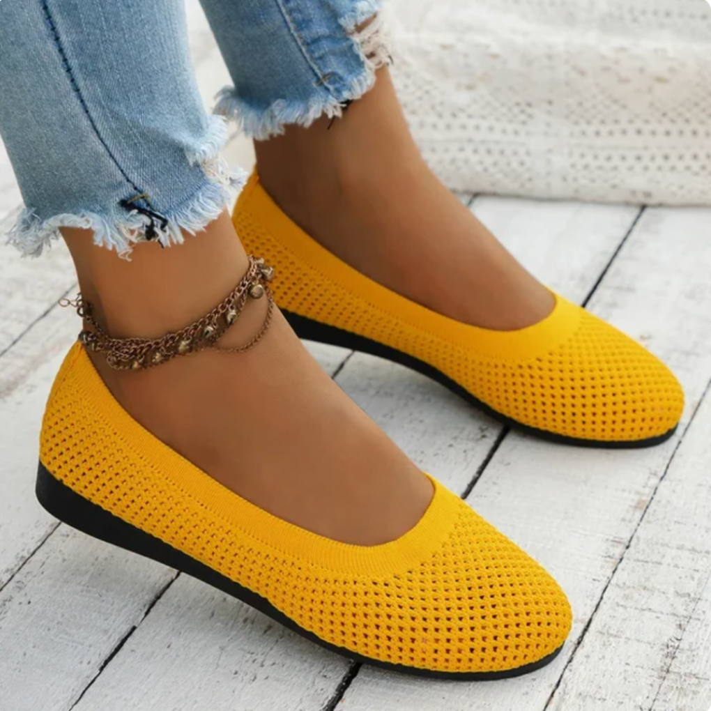 Glevato | Women's Knit Ballet Flats with Round Toe