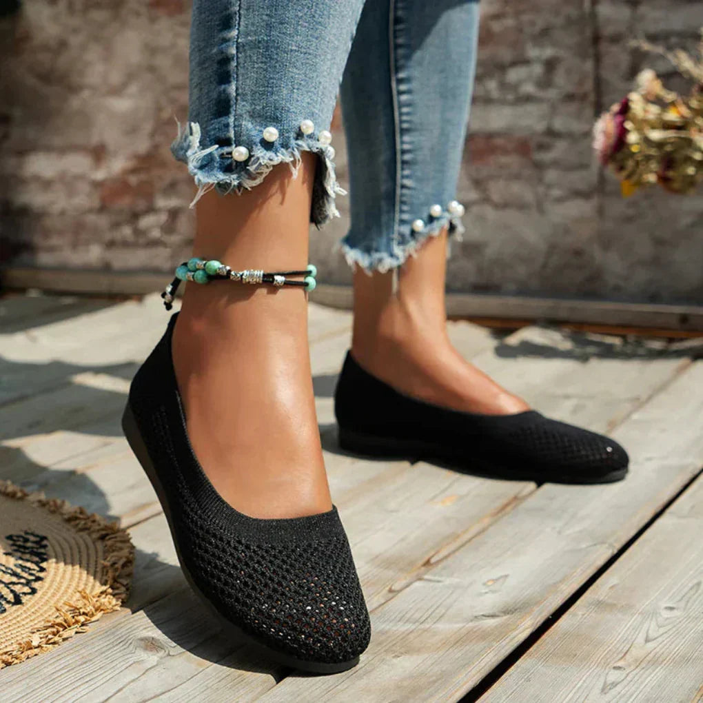 Glevato | Women's Knit Ballet Flats with Round Toe