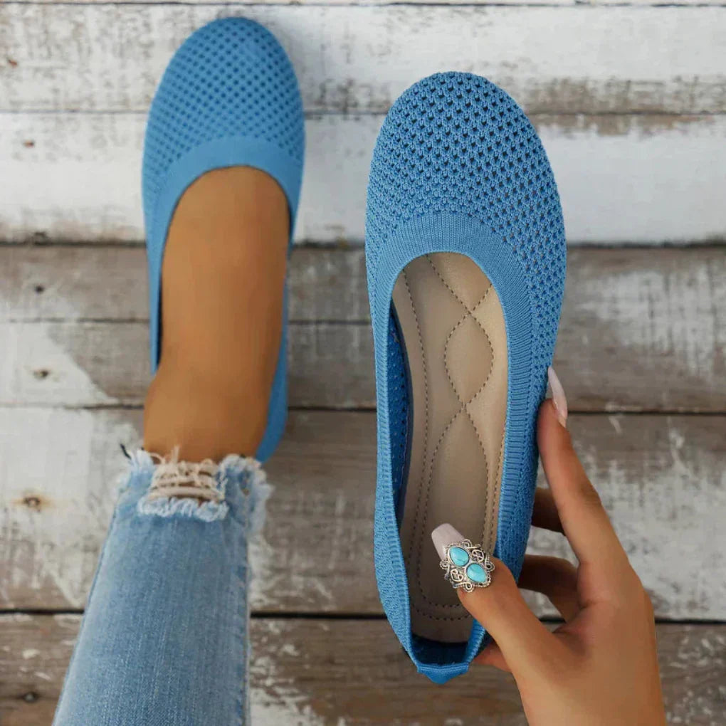 Glevato | Women's Knit Ballet Flats with Round Toe