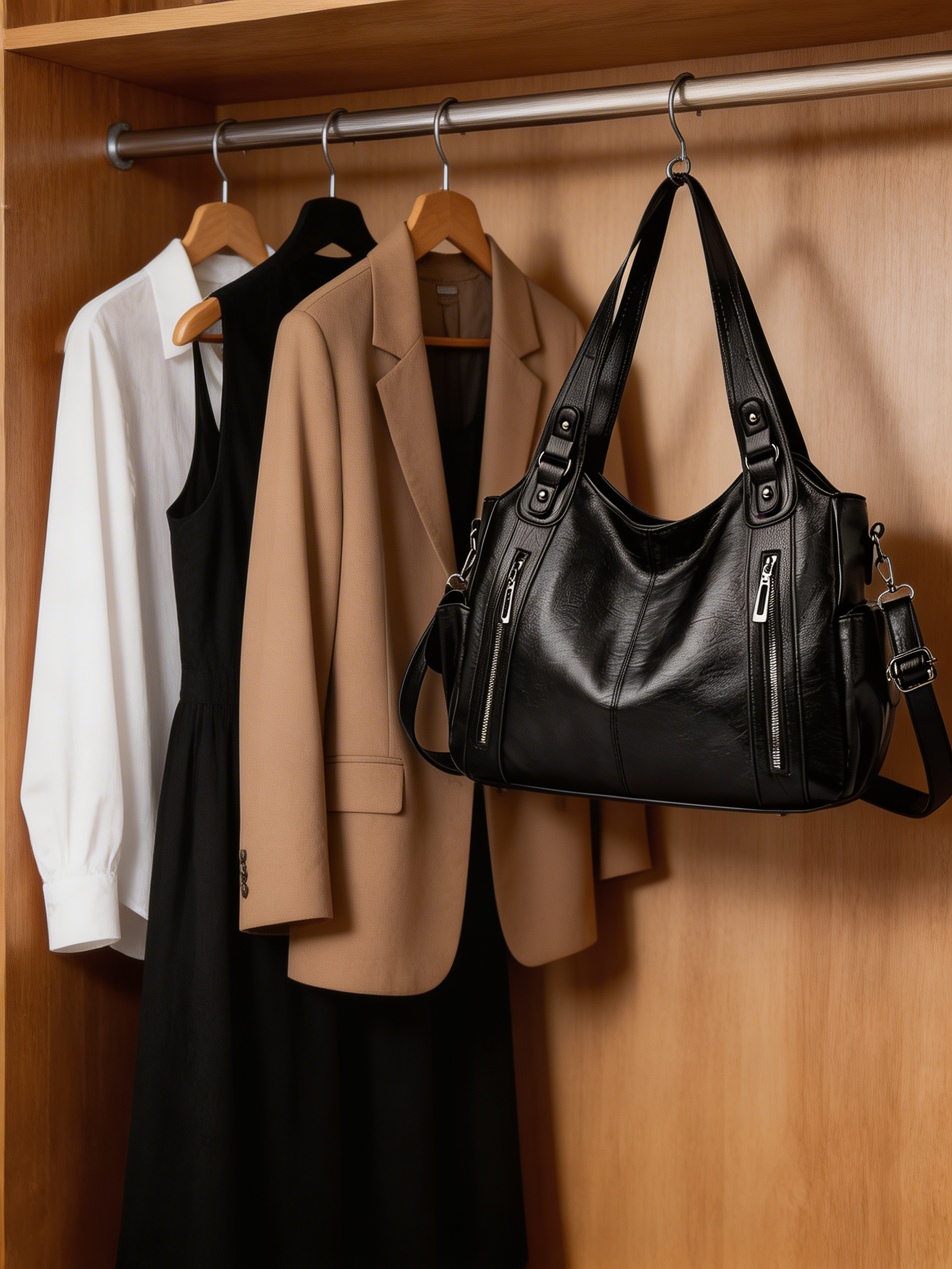 Glevato | Women's Large Tote Bag with Zip Pockets