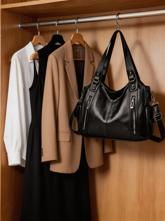 Glevato | Women's Large Tote Bag with Zip Pockets