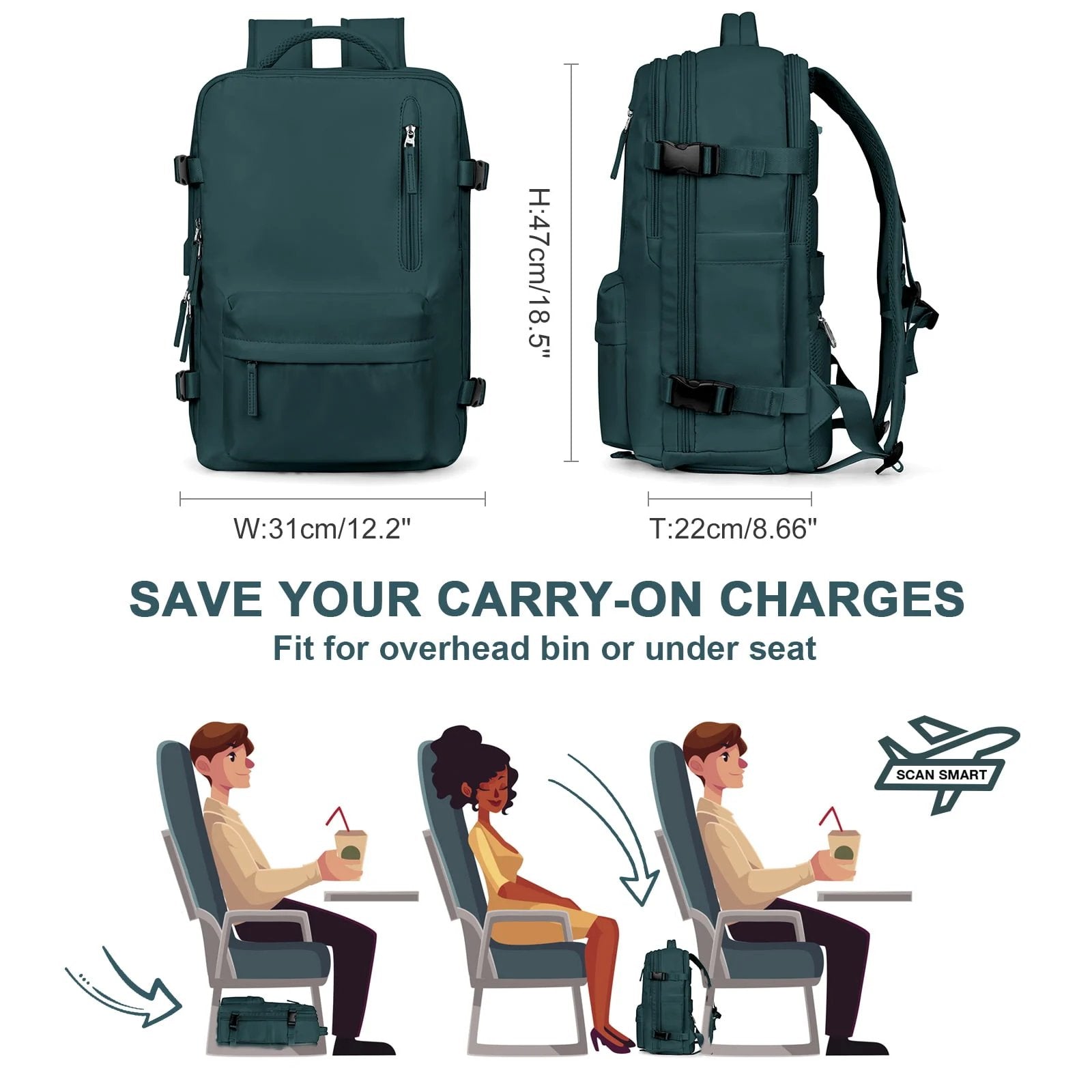 Glevato | Women's Large Travel Backpack – Waterproof Hiking Backpack | Anti-Theft