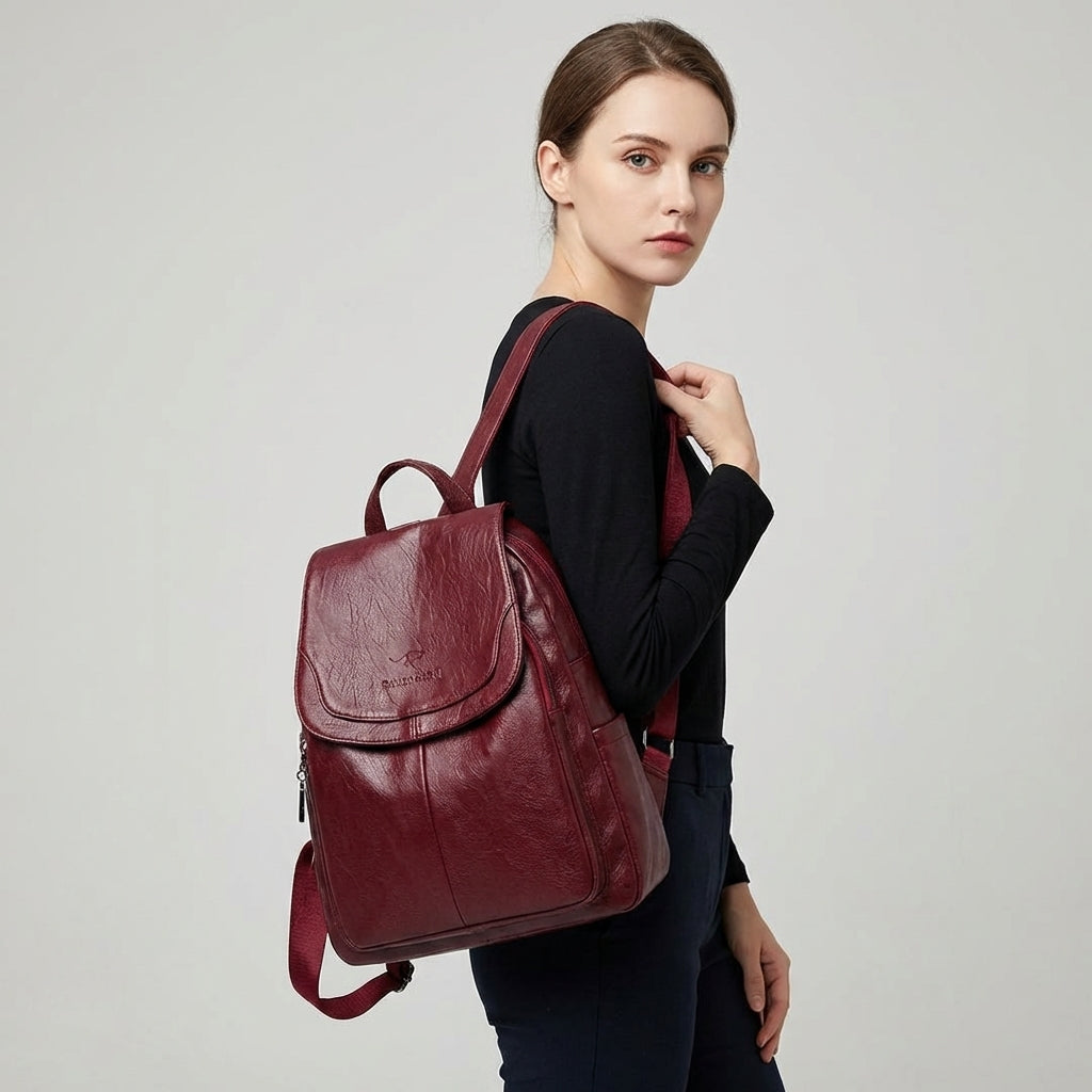 Glevato | Women's Leather Flap Backpack