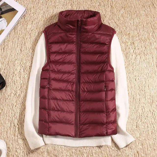 Glevato | Women's Lightweight Down Vest with Stand Collar