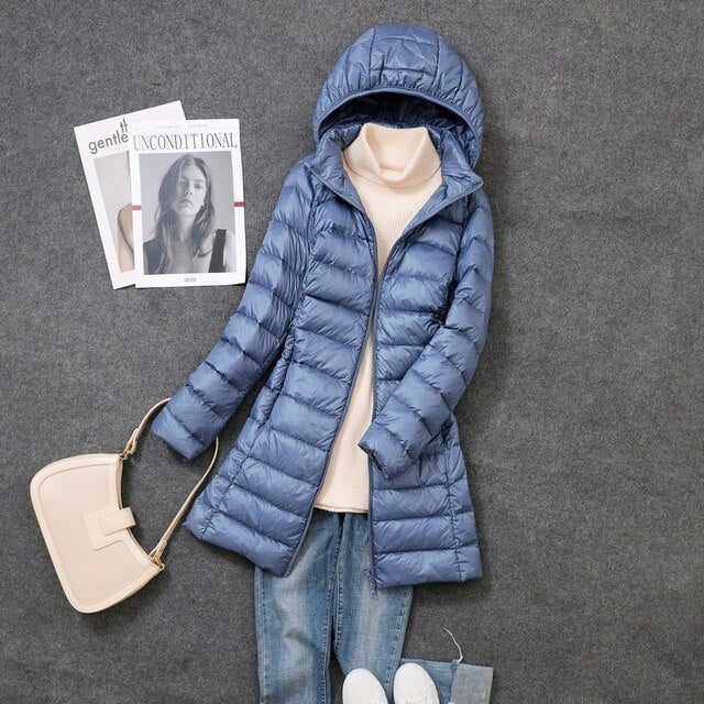 Glevato | Women's Long Down Puffer Jacket with Hood