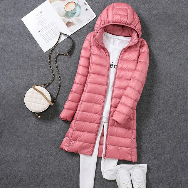 Glevato | Women's Long Down Puffer Jacket with Hood