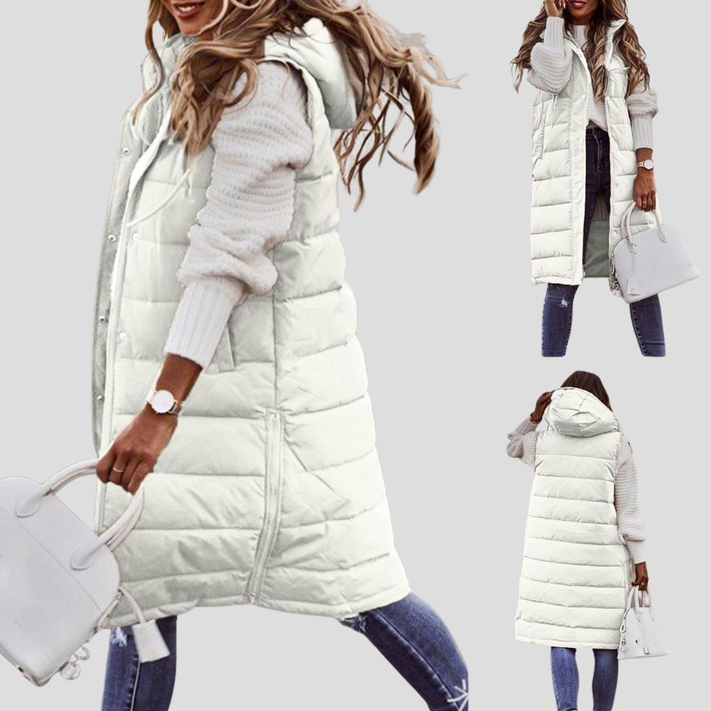 Glevato | Women's Long Puffer Vest with Hood