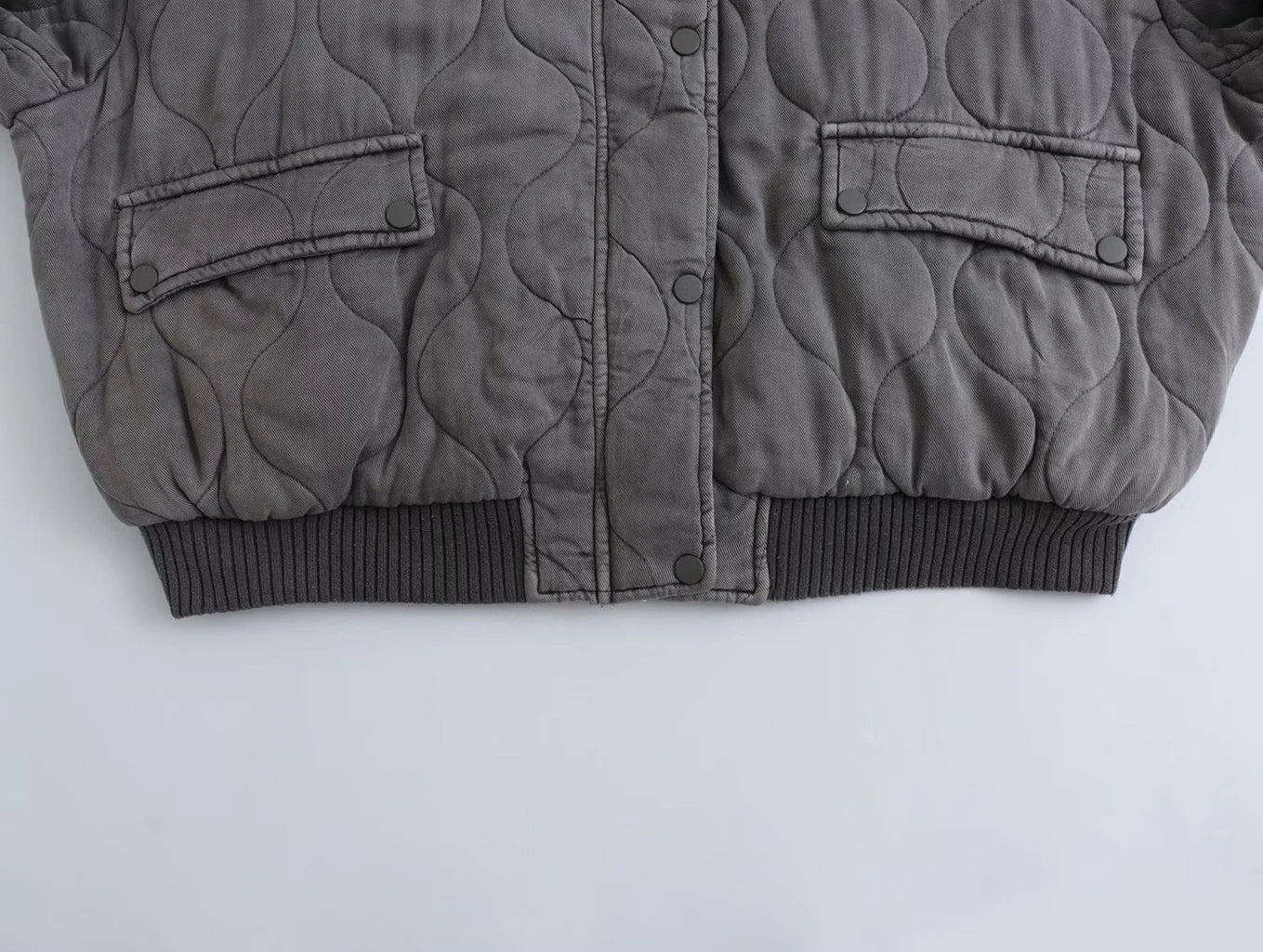 Glevato - Women's Loose-Fitting Gray Bomber Jacket
