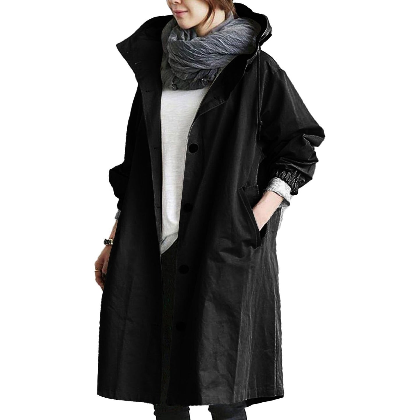 Glevato | Women's Mid-Length Raincoat with Hood