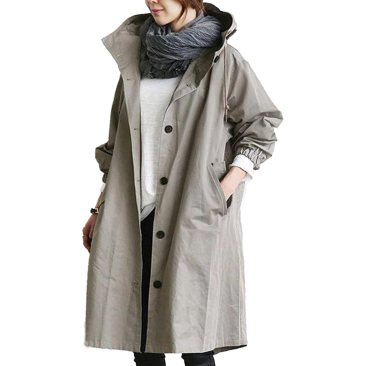 Glevato | Women's Mid-Length Raincoat with Hood
