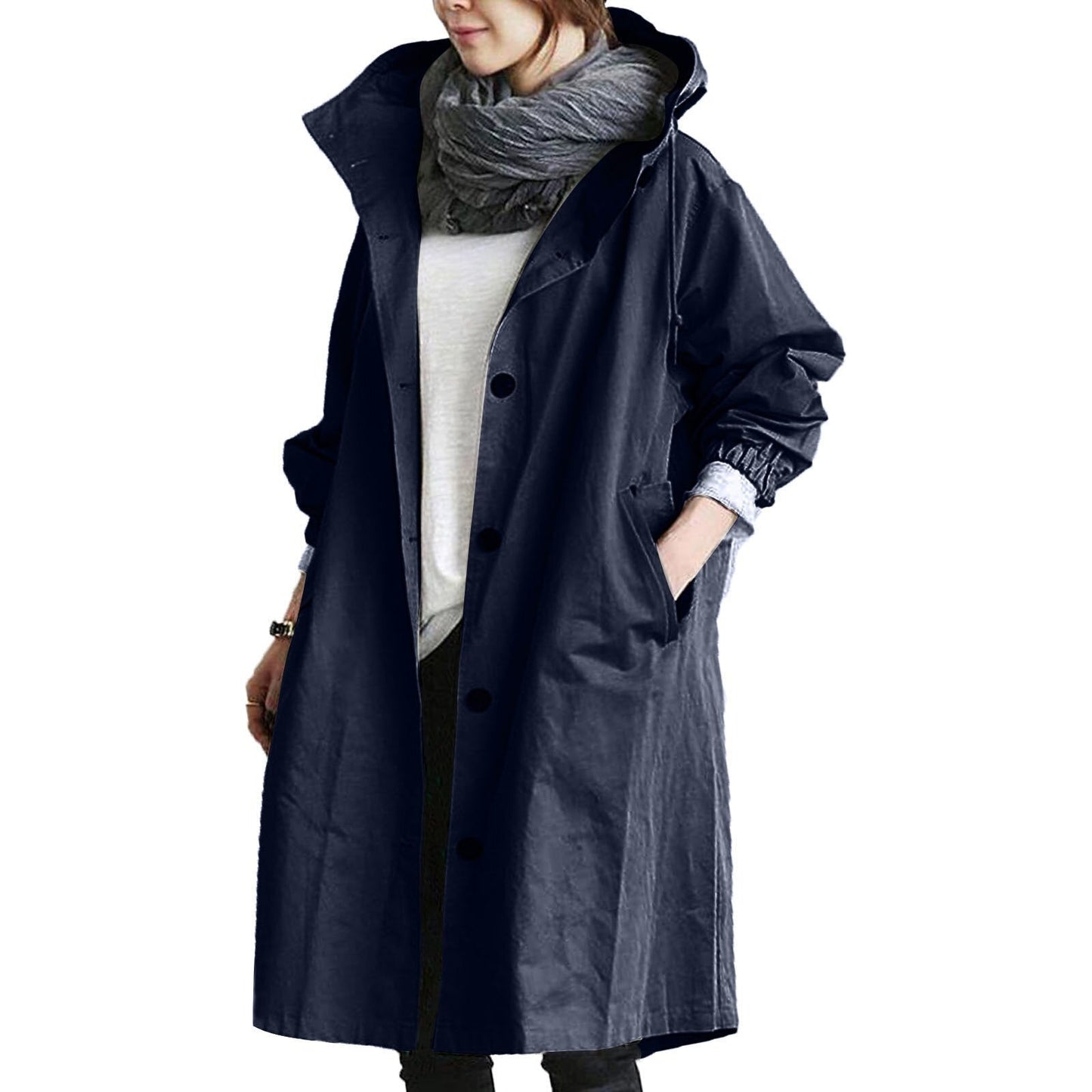 Glevato | Women's Mid-Length Raincoat with Hood