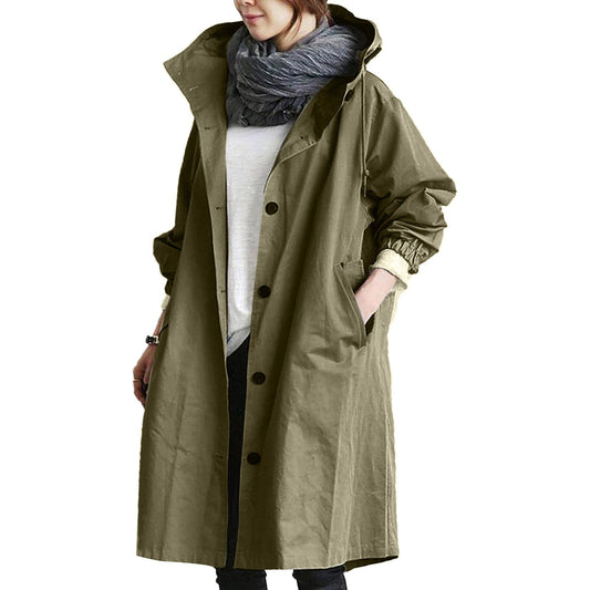 Glevato | Women's Mid-Length Raincoat with Hood