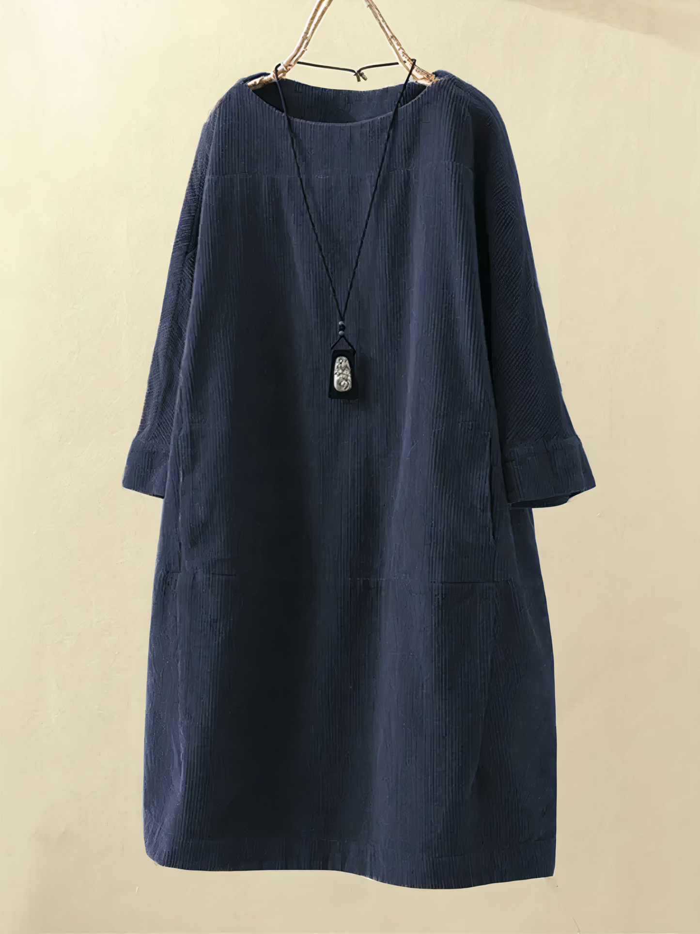 Glevato | Women's Midi Corduroy Dress with Pockets