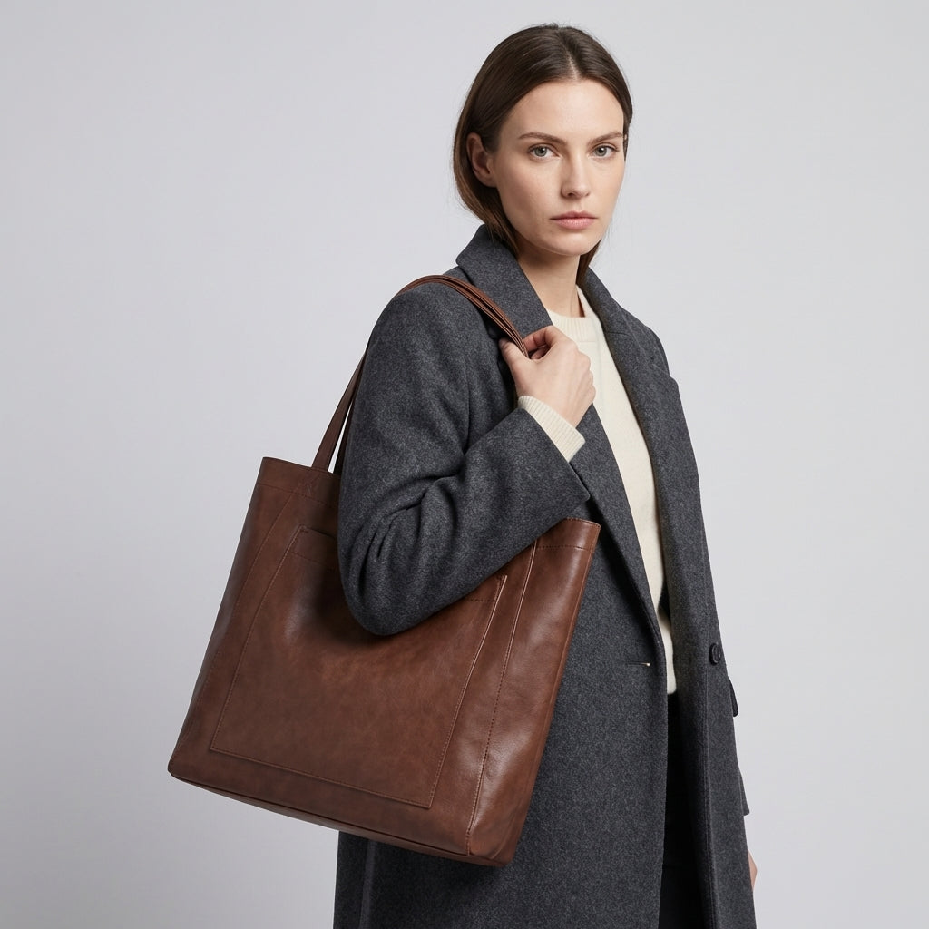 Glevato | Women's Minimalist Tote Bag with Exterior Pocket