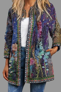 Glevato | Damski otwarty kardigan kimono w kwiaty