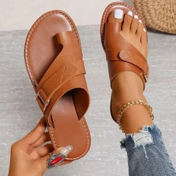 Glevato | Women's Orthopedic Hallux Valgus Correction Leather Sandals