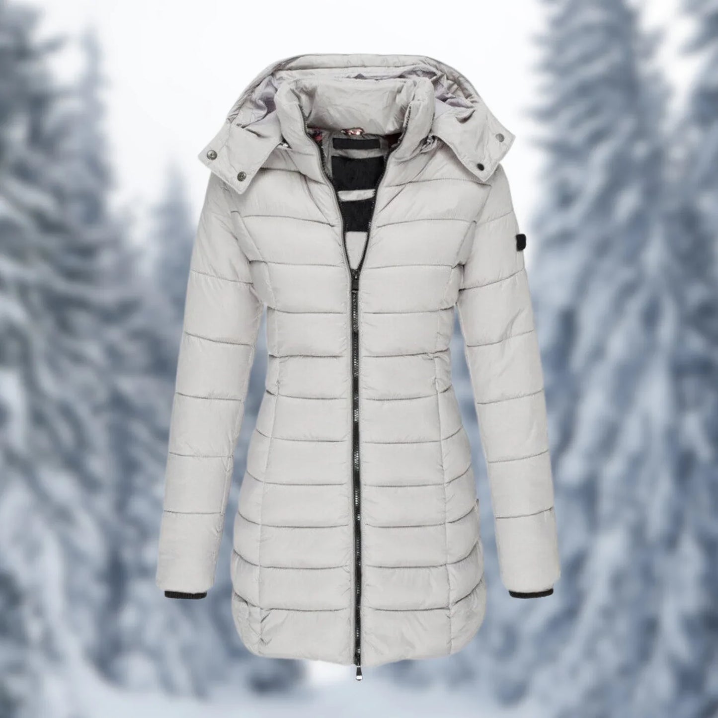Glevato | Women's Padded Mid-Length Winter Coat with Hood
