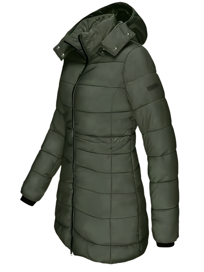 Glevato | Women's Padded Mid-Length Winter Coat with Hood