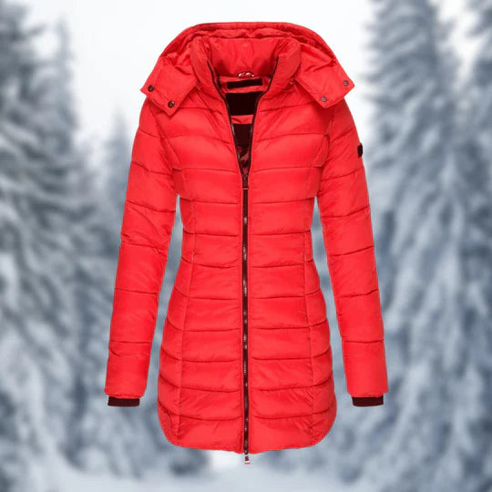 Glevato | Women's Padded Mid-Length Winter Coat with Hood