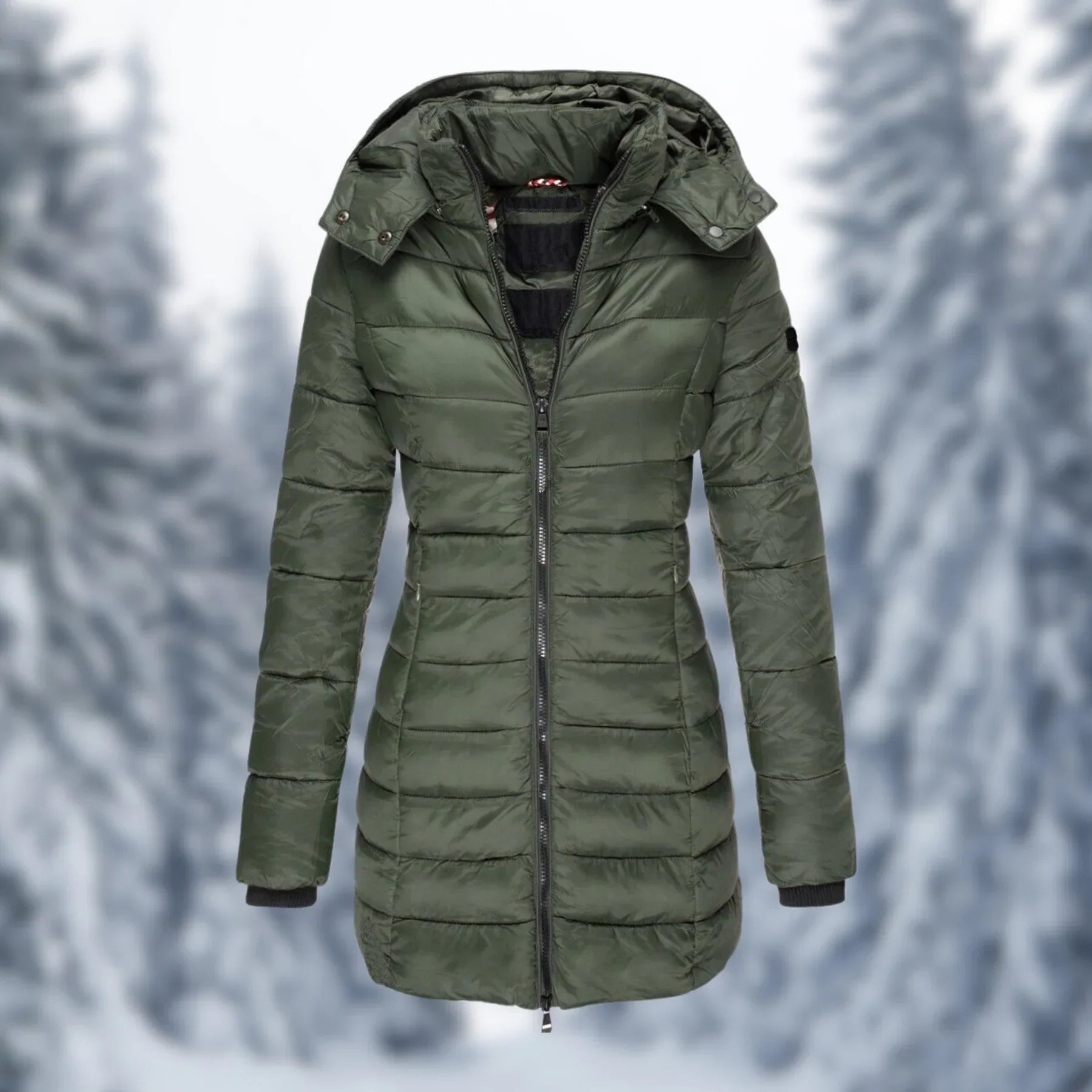 Glevato | Women's Padded Mid-Length Winter Coat with Hood