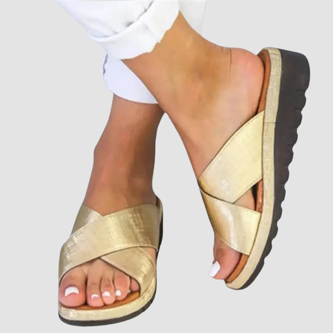Glevato | Women's Platform Slides with Crisscross Straps