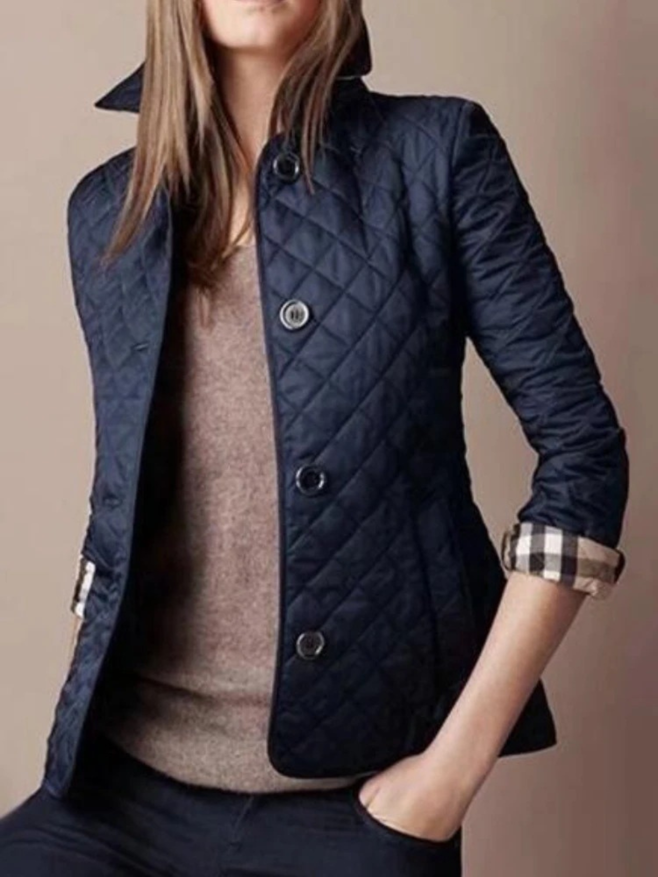 Glevato | Women's Quilted Jacket with Turned-Down Collar