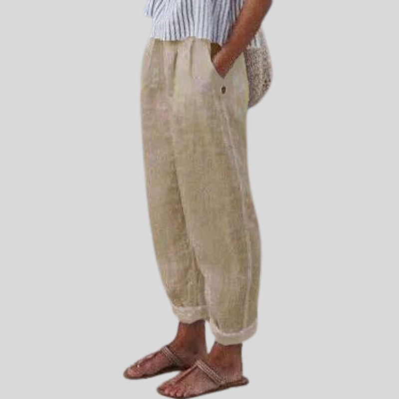 Glevato | Women's Relaxed Fit Rolled Hem Trousers