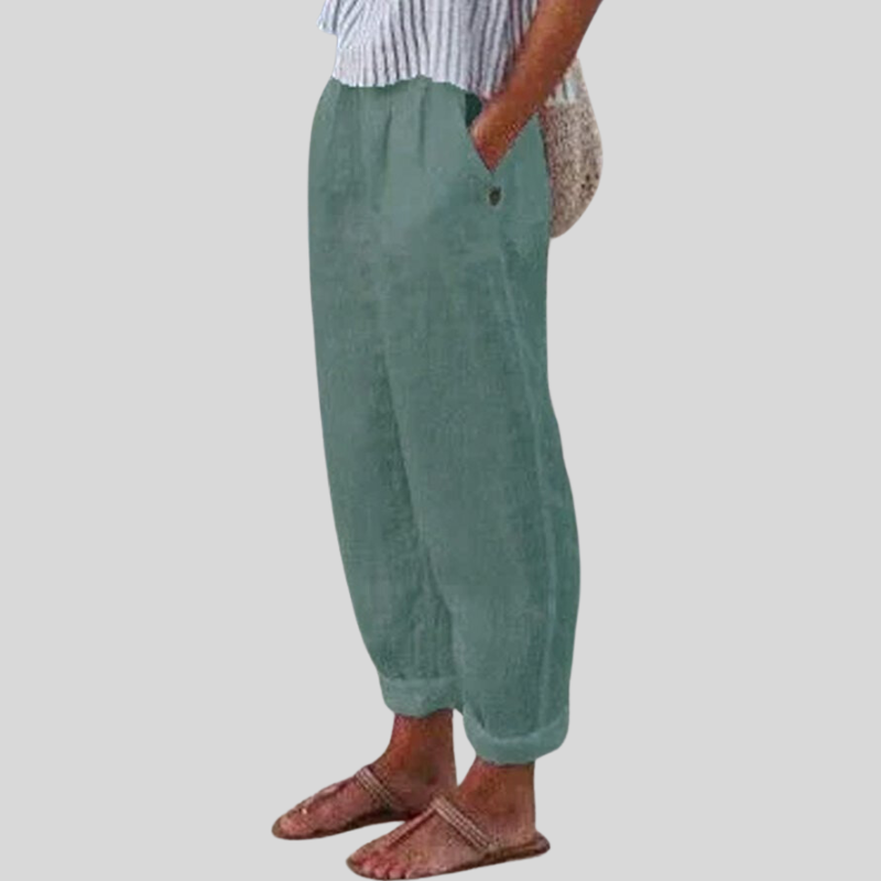 Glevato | Women's Relaxed Fit Rolled Hem Trousers