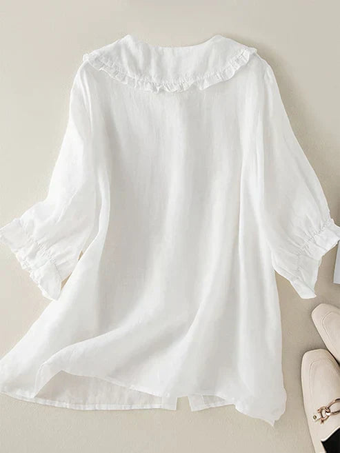 Glevato | Women's Ruffle Collar Button-Up Shirt
