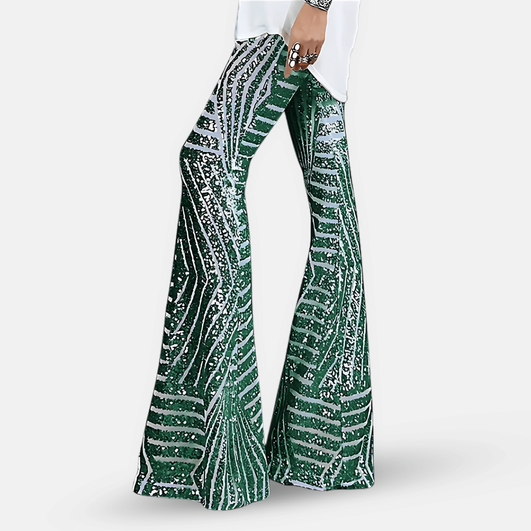 Glevato | Women's Sequin Flare Pants