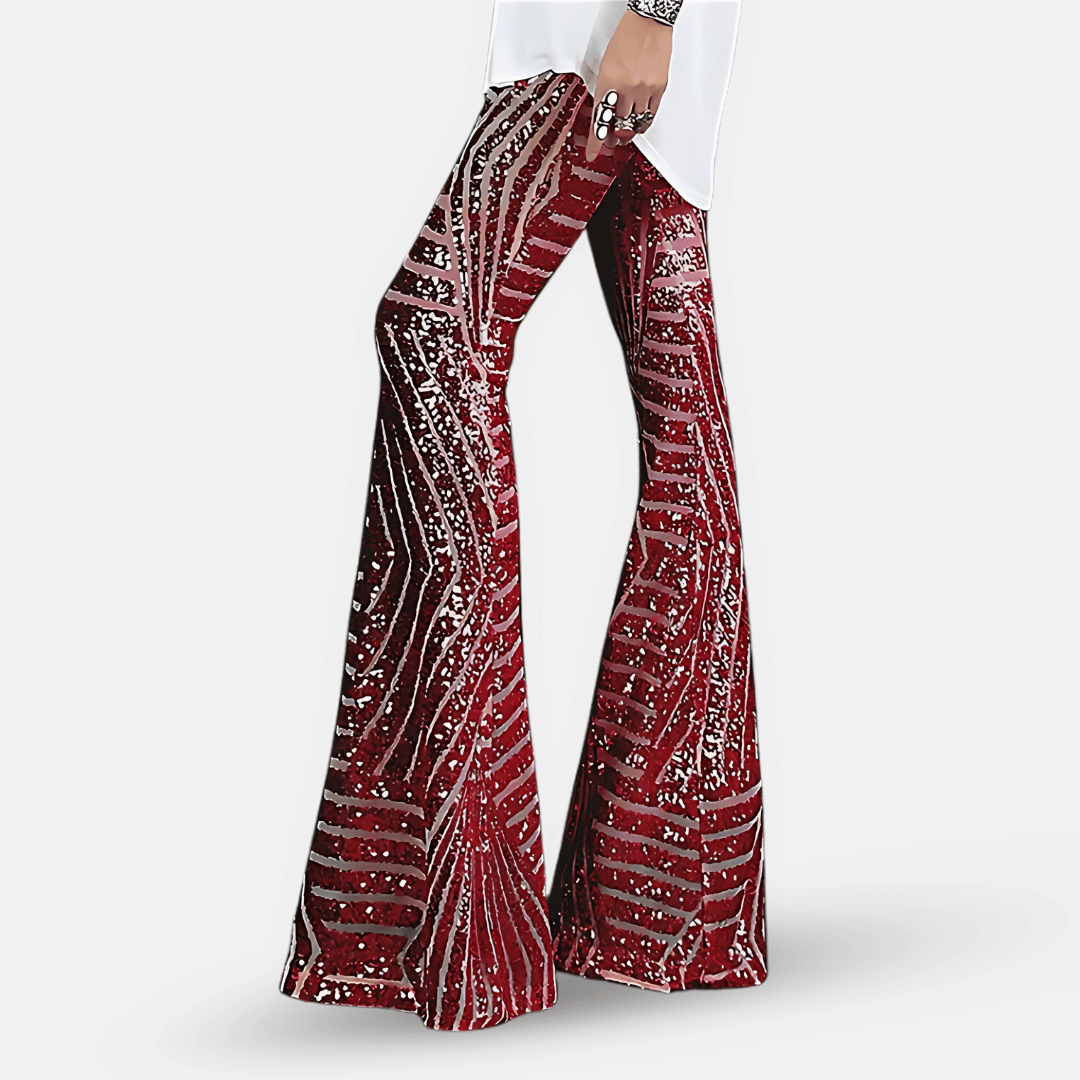 Glevato | Women's Sequin Flare Pants