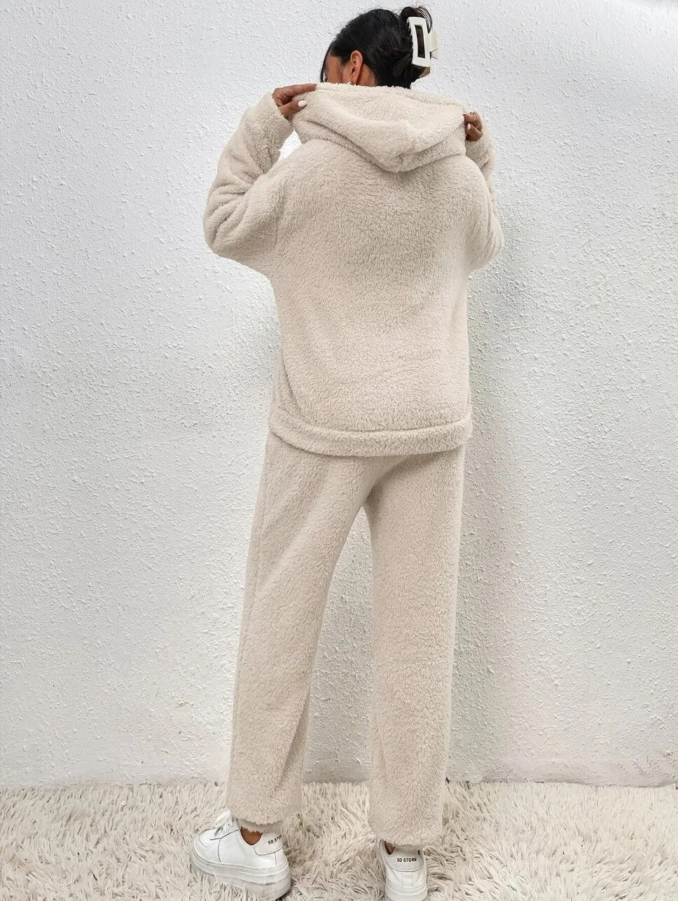 Glevato | Women's Teddy Fleece Hoodie & Jogger Set