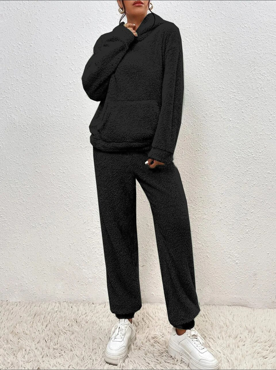 Glevato | Women's Teddy Fleece Hoodie & Jogger Set