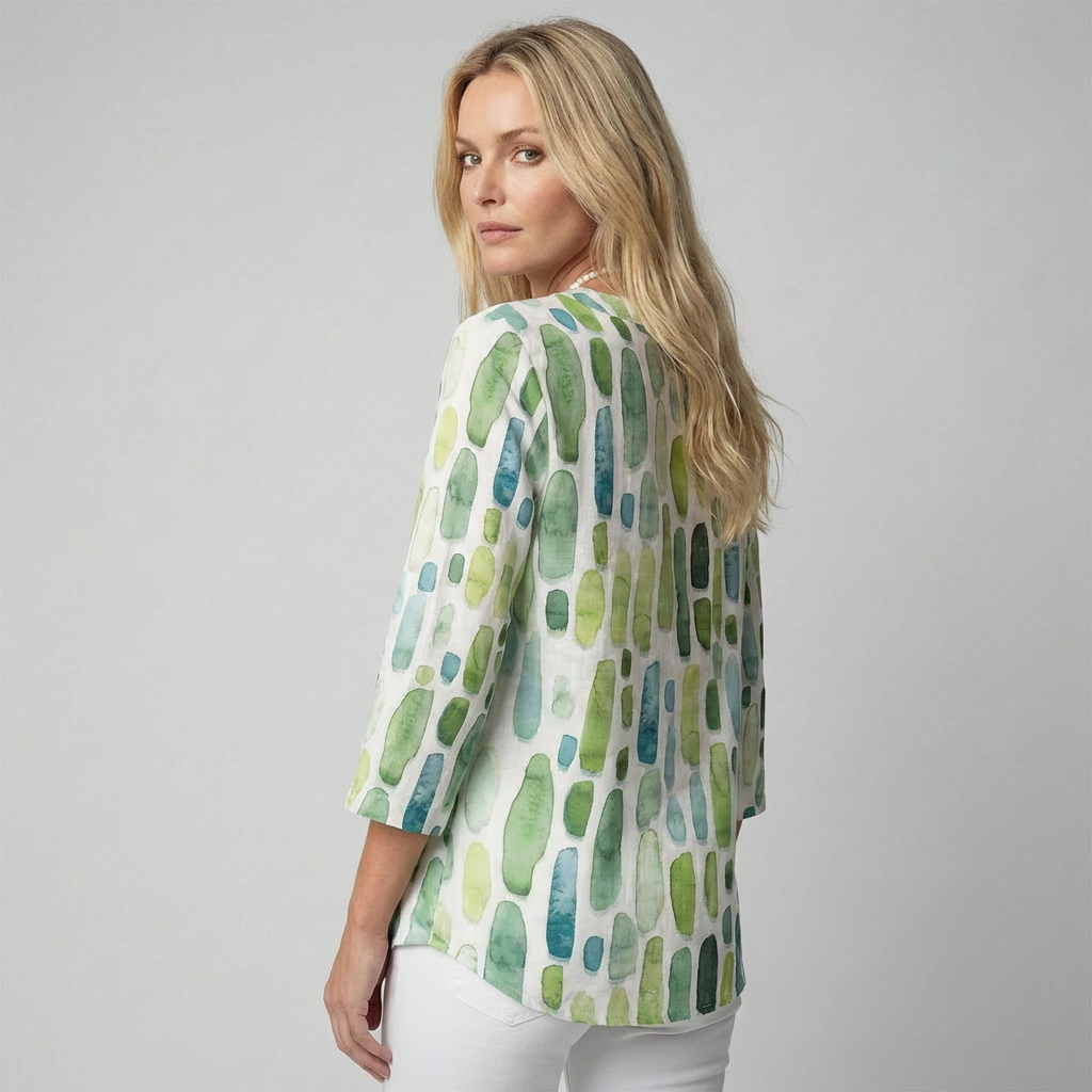 Glevato | Women's Tunic Blouse with Watercolor Print