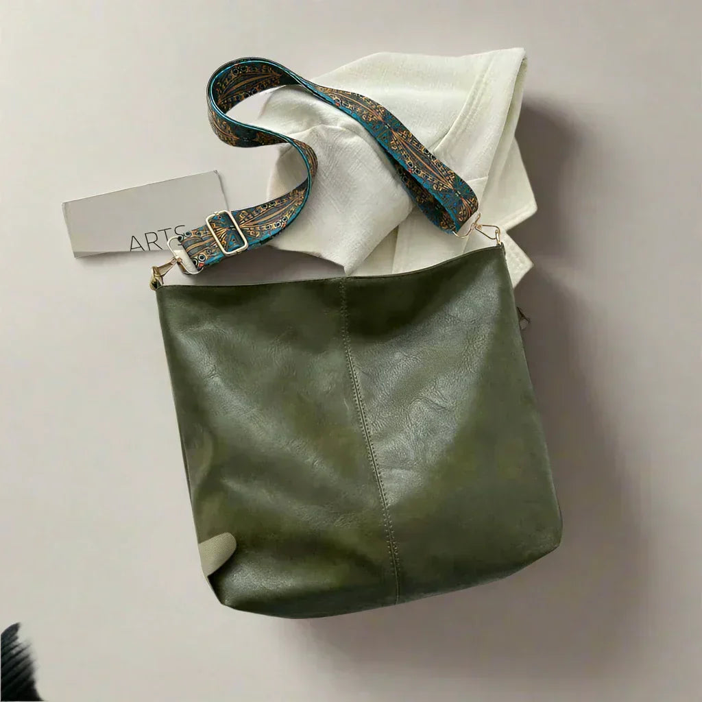 Glevato | Women's Vintage Shoulder Bag with Patterned Strap