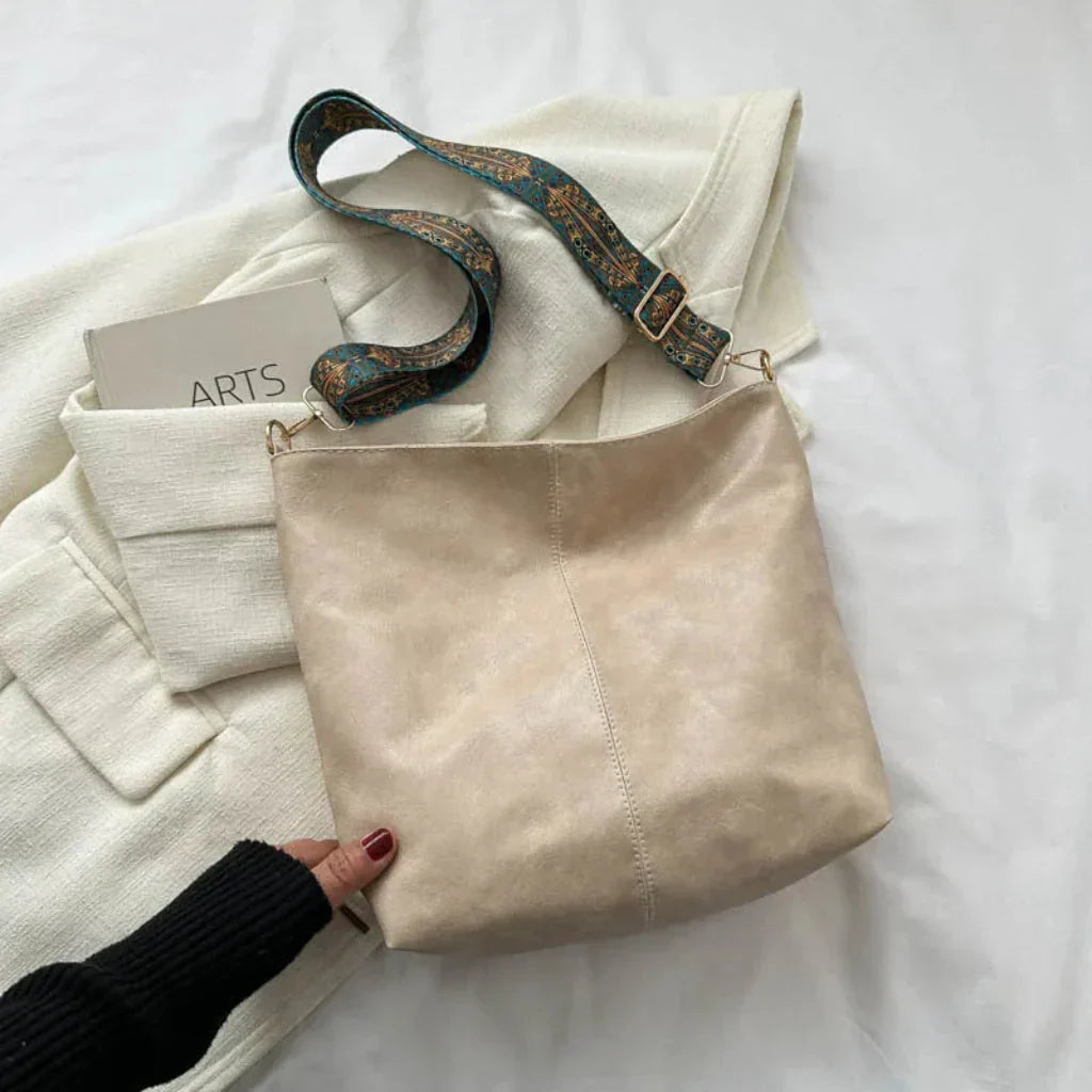 Glevato | Women's Vintage Shoulder Bag with Patterned Strap